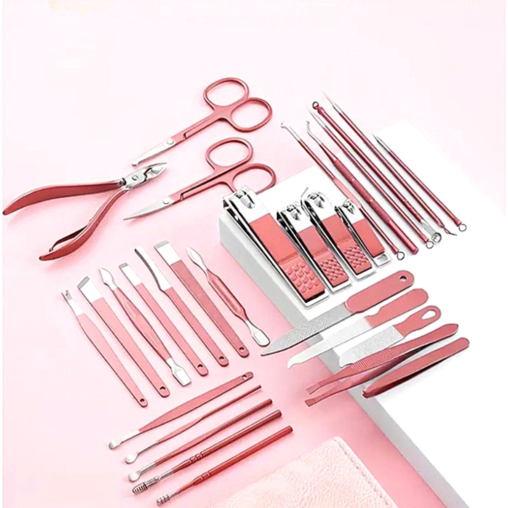 Manicure Nail Kit Pedicure Nail Clippers Tweezers Grooming Travel Case - Picture 2 of 7
